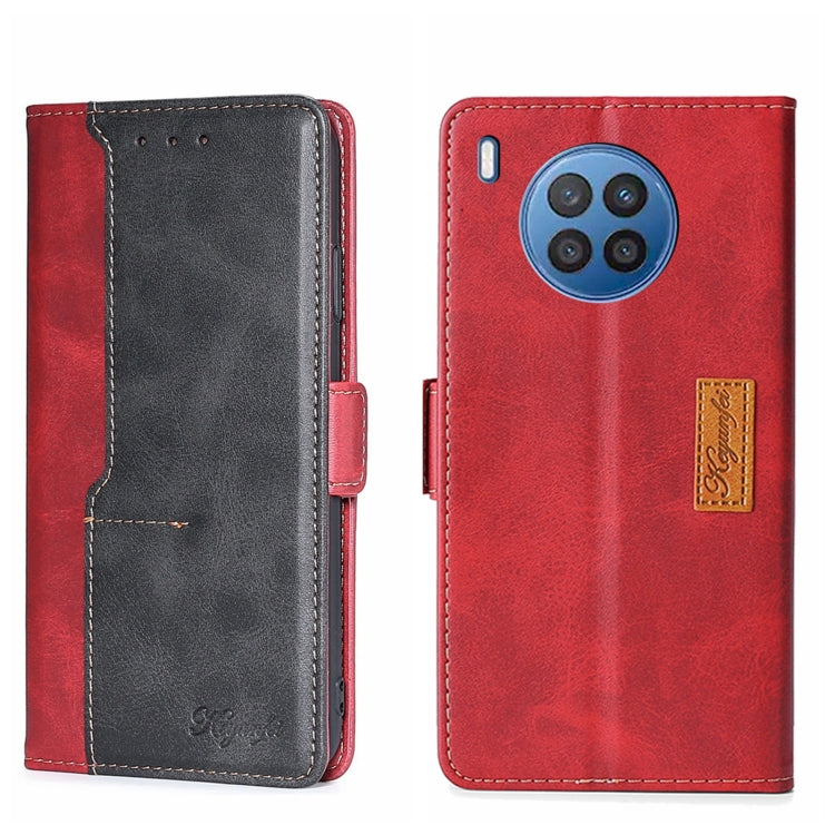 For Huawei nova 8i Contrast Color Side Buckle Leather Phone Case