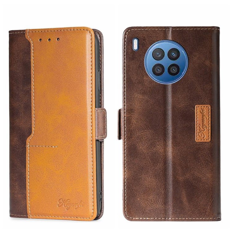 For Huawei nova 8i Contrast Color Side Buckle Leather Phone Case