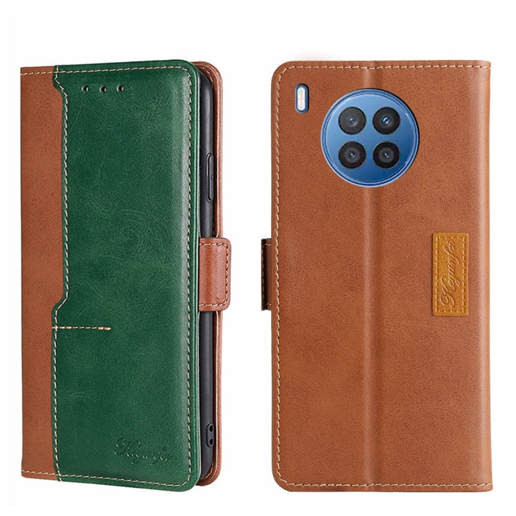 For Huawei nova 8i Contrast Color Side Buckle Leather Phone Case