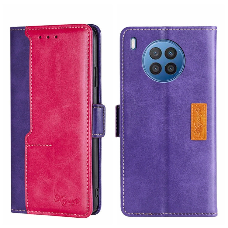 For Huawei nova 8i Contrast Color Side Buckle Leather Phone Case