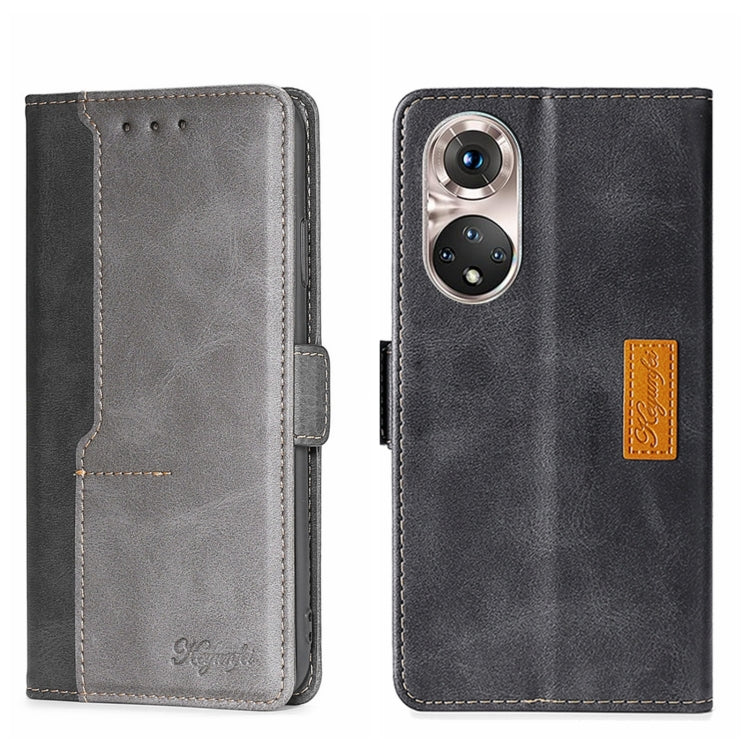 For Honor 50 Pro Contrast Color Side Buckle Leather Phone Case