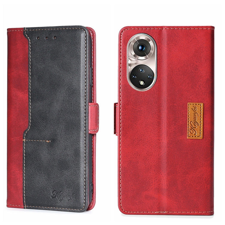For Honor 50 Pro Contrast Color Side Buckle Leather Phone Case