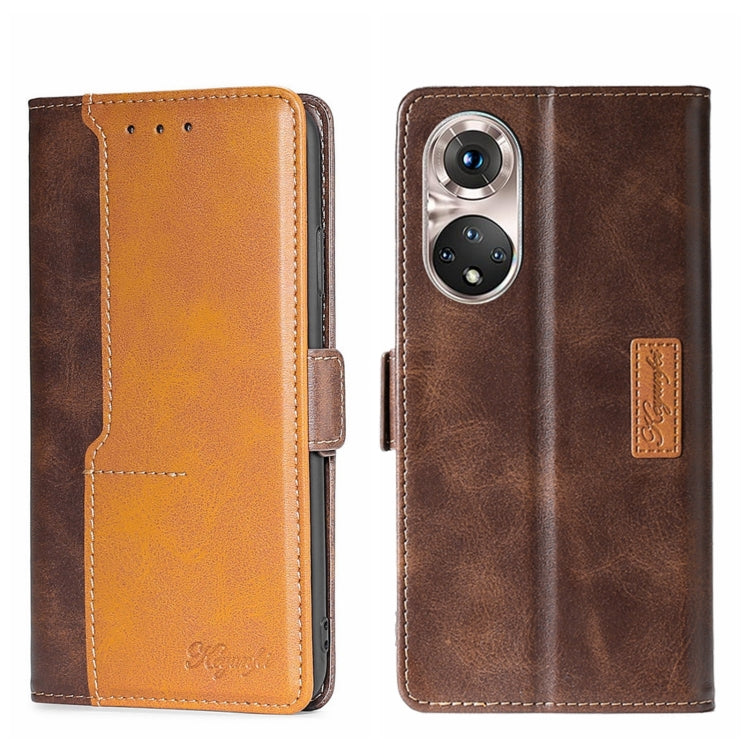 For Honor 50 Pro Contrast Color Side Buckle Leather Phone Case