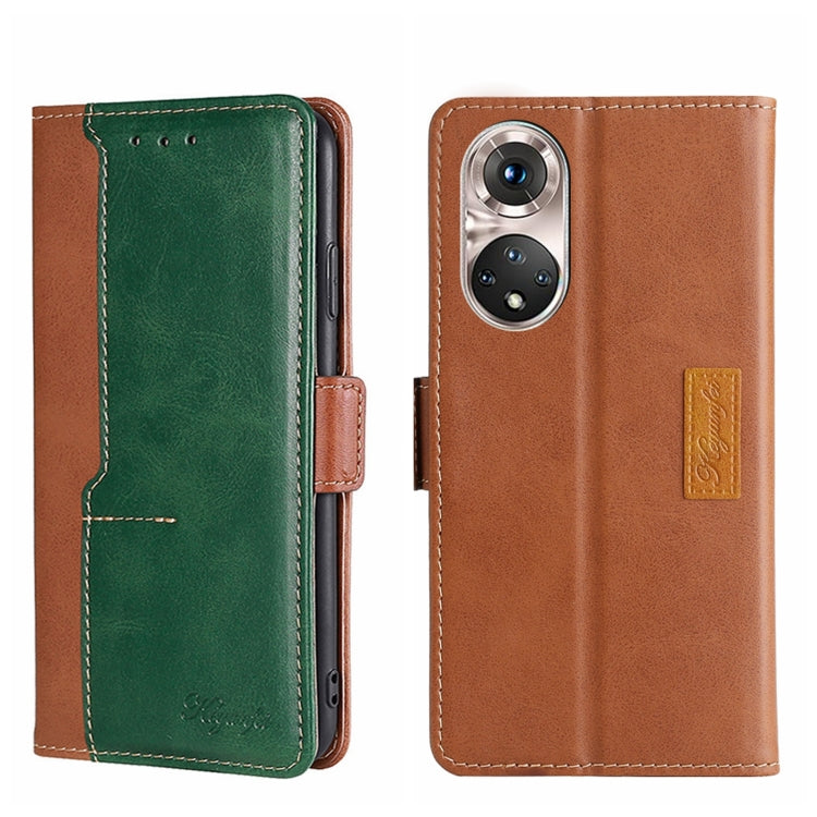 For Honor 50 Pro Contrast Color Side Buckle Leather Phone Case
