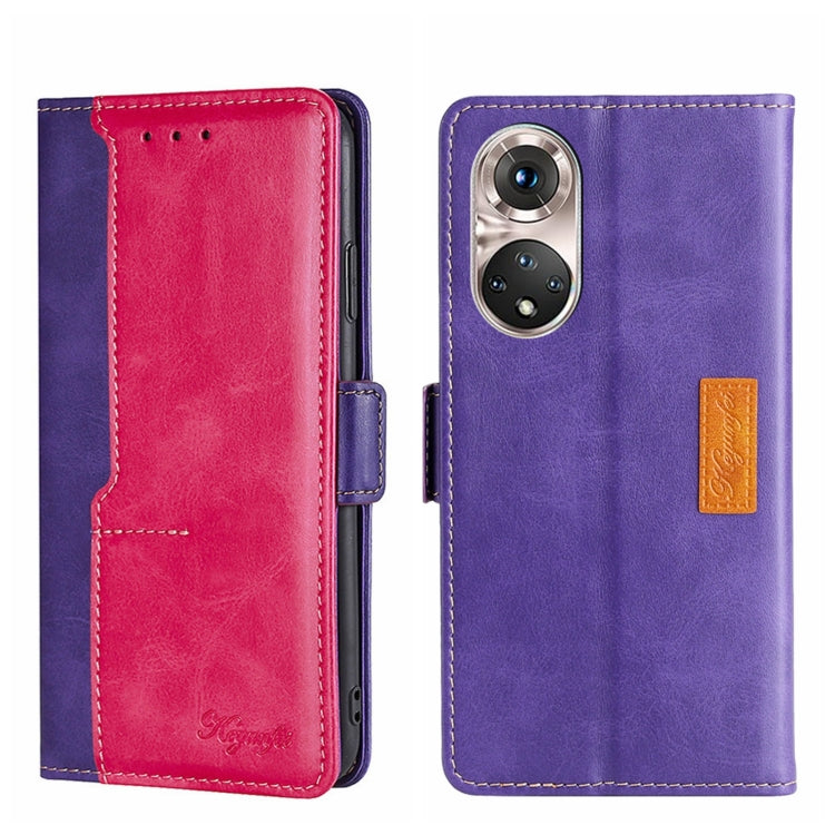 For Honor 50 Pro Contrast Color Side Buckle Leather Phone Case