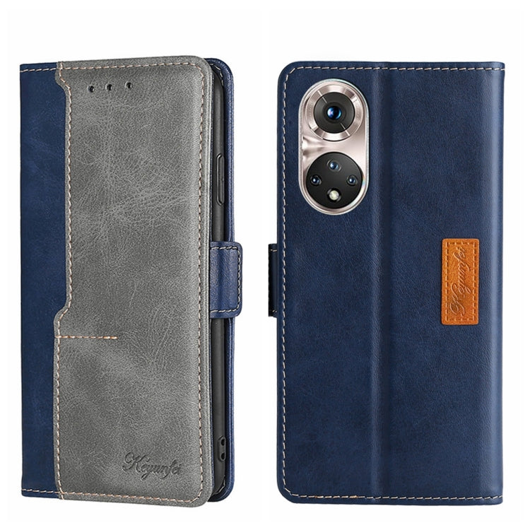 For Honor 50 Pro Contrast Color Side Buckle Leather Phone Case