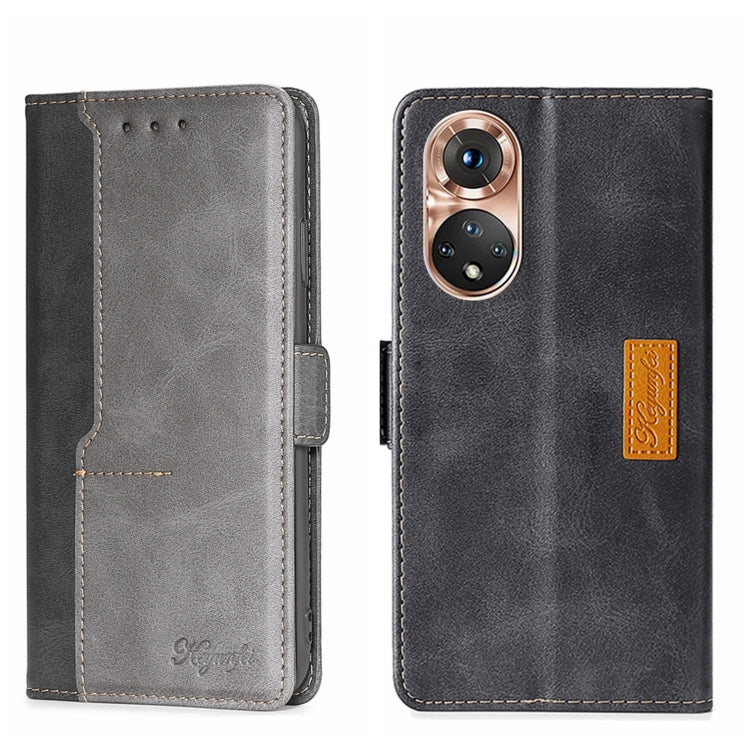 For Honor 50 Contrast Color Side Buckle Leather Phone Case