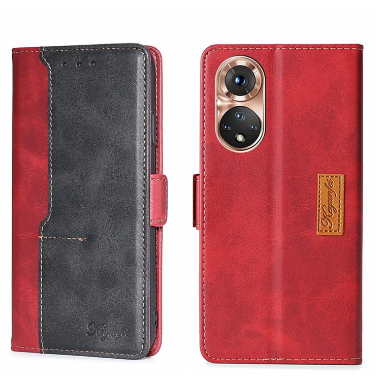 For Honor 50 Contrast Color Side Buckle Leather Phone Case