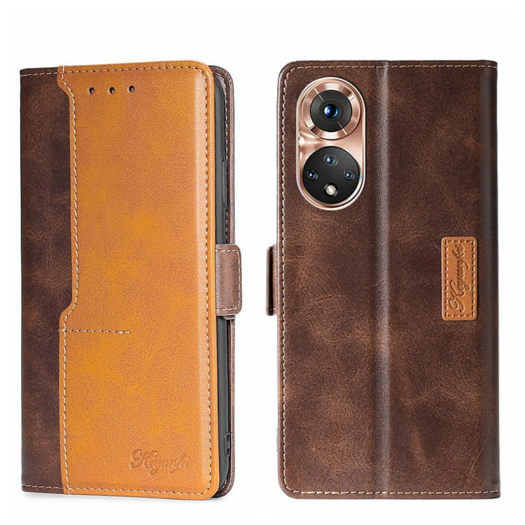 For Honor 50 Contrast Color Side Buckle Leather Phone Case