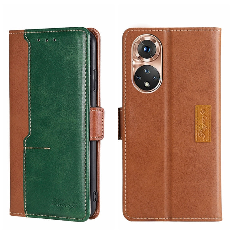 For Honor 50 Contrast Color Side Buckle Leather Phone Case