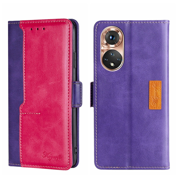 For Honor 50 Contrast Color Side Buckle Leather Phone Case