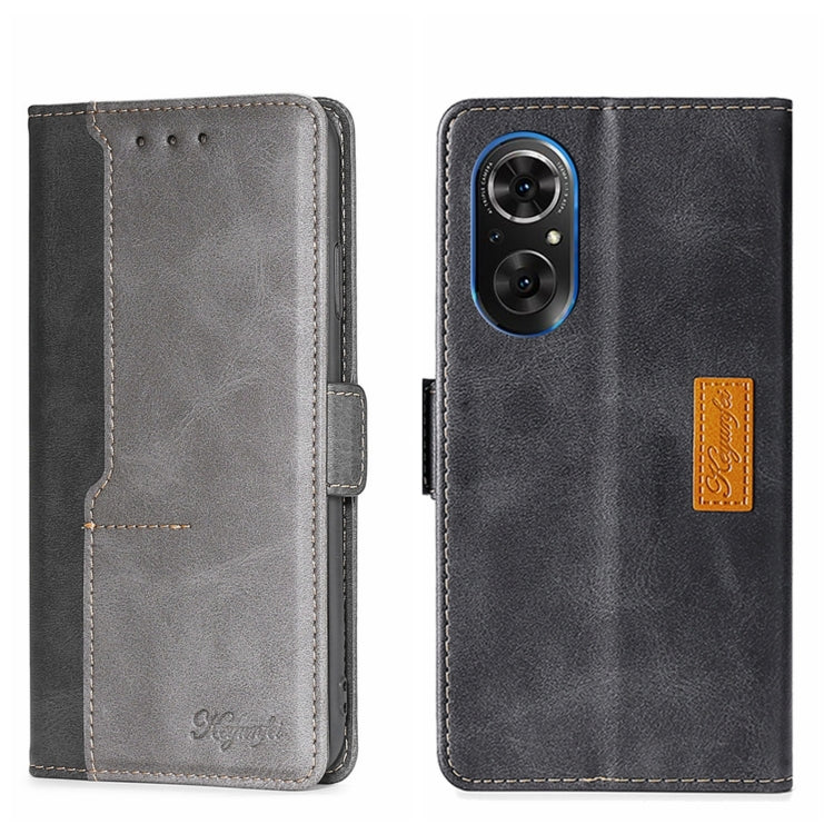 For Honor 50 SE Contrast Color Side Buckle Leather Phone Case