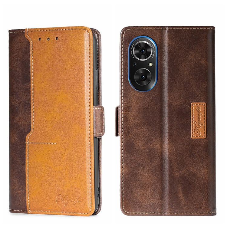 For Honor 50 SE Contrast Color Side Buckle Leather Phone Case