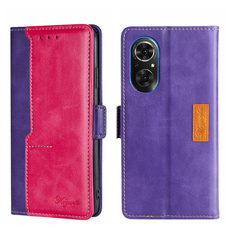 For Honor 50 SE Contrast Color Side Buckle Leather Phone Case