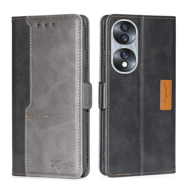 For Honor 70 Contrast Color Side Buckle Leather Phone Case