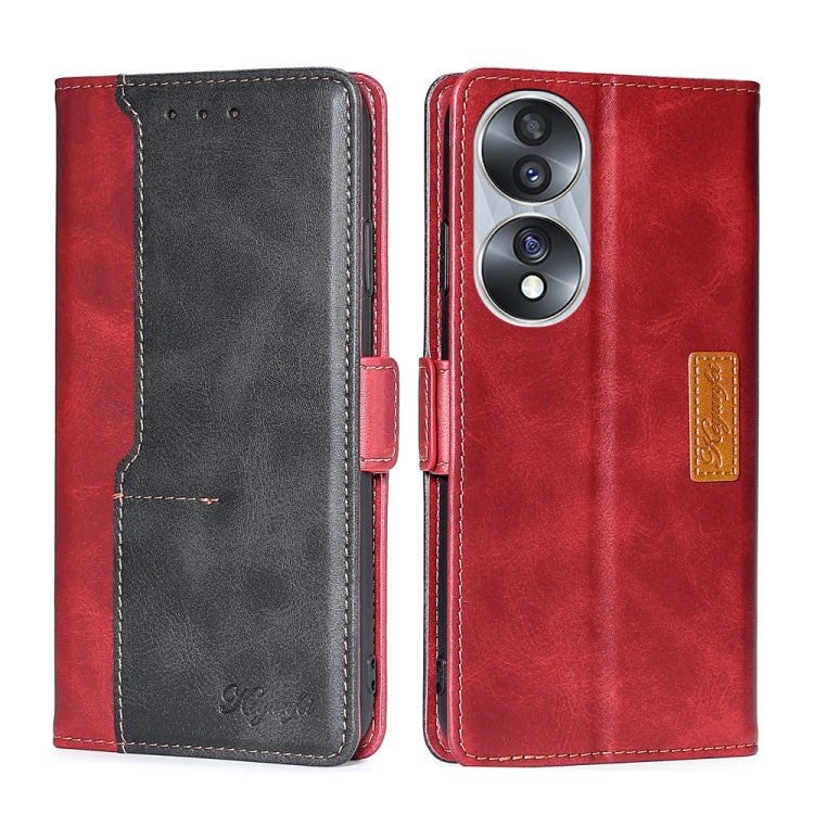 For Honor 70 Contrast Color Side Buckle Leather Phone Case