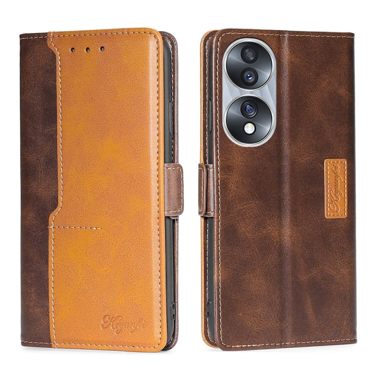 For Honor 70 Contrast Color Side Buckle Leather Phone Case