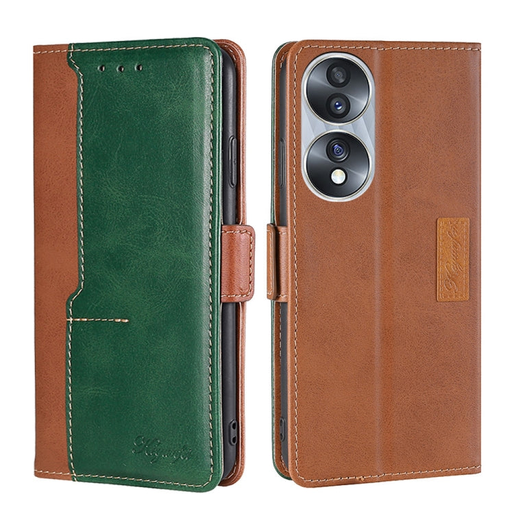 For Honor 70 Contrast Color Side Buckle Leather Phone Case
