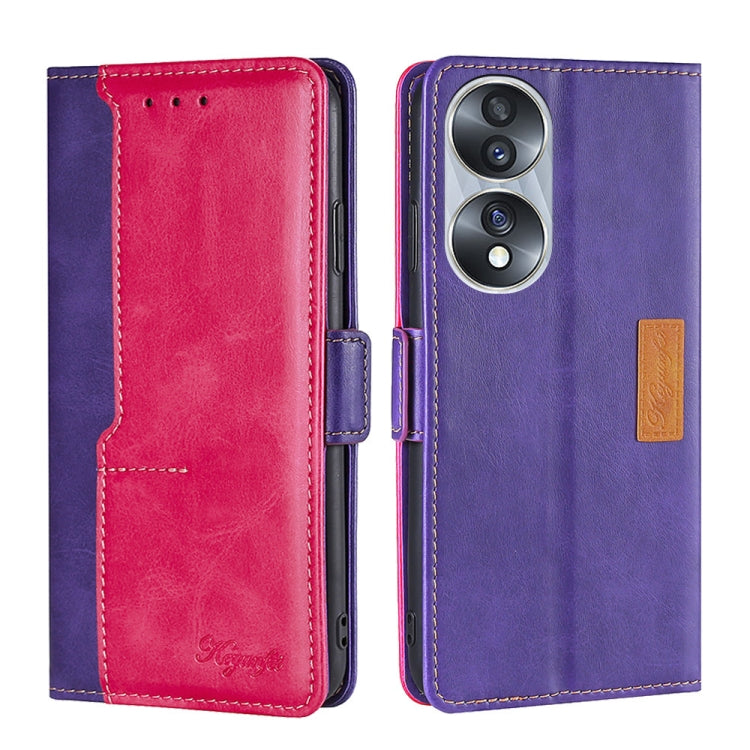 For Honor 70 Contrast Color Side Buckle Leather Phone Case