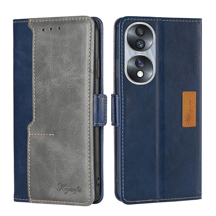For Honor 70 Contrast Color Side Buckle Leather Phone Case