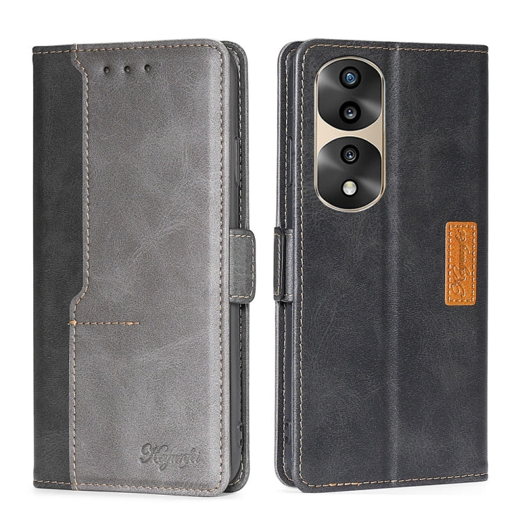 For Honor 70 Pro/70 Pro+ Contrast Color Side Buckle Leather Phone Case