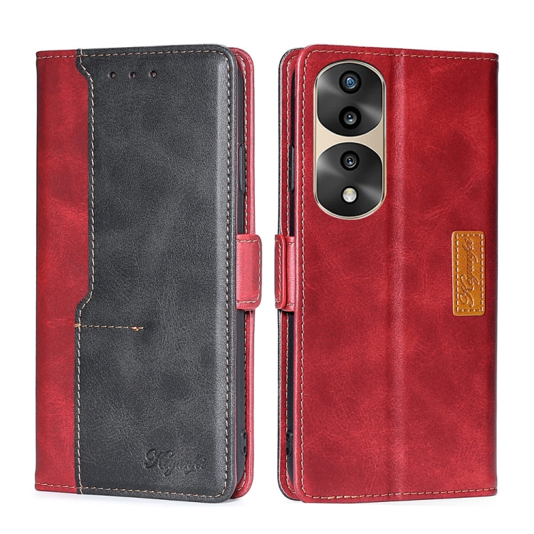 For Honor 70 Pro/70 Pro+ Contrast Color Side Buckle Leather Phone Case