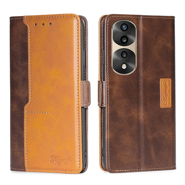 For Honor 70 Pro/70 Pro+ Contrast Color Side Buckle Leather Phone Case