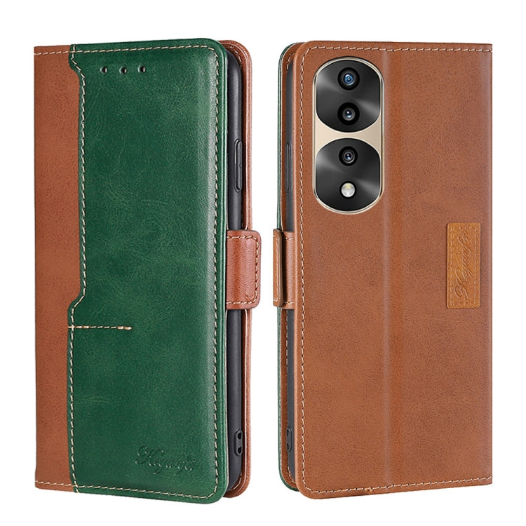 For Honor 70 Pro/70 Pro+ Contrast Color Side Buckle Leather Phone Case