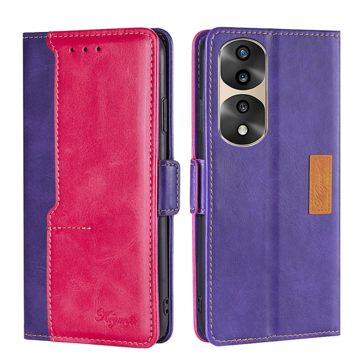 For Honor 70 Pro/70 Pro+ Contrast Color Side Buckle Leather Phone Case