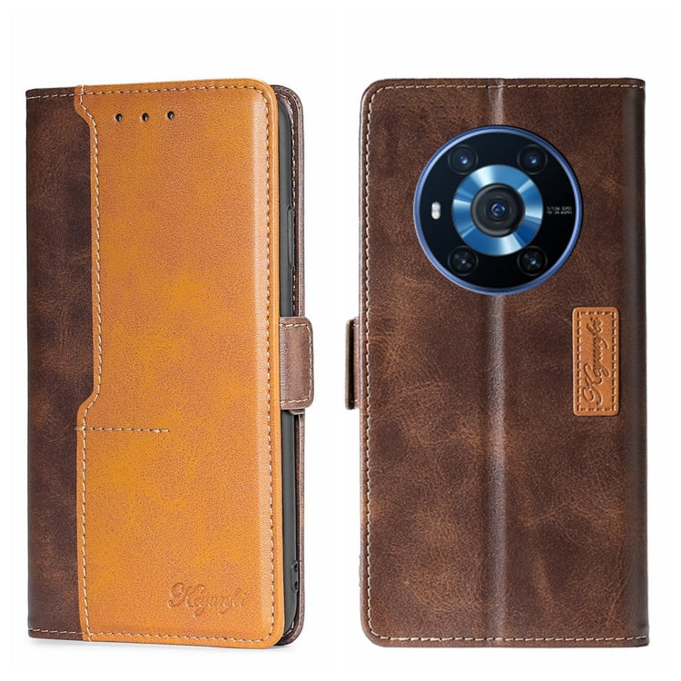 For Honor Magic3 Contrast Color Side Buckle Leather Phone Case