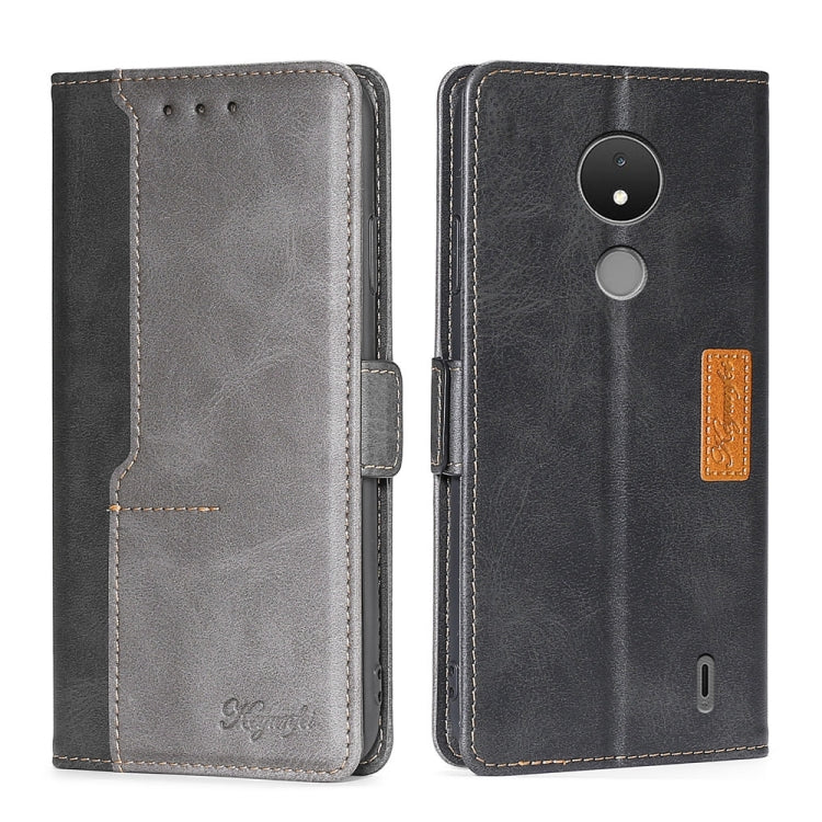 For Nokia C21 Contrast Color Side Buckle Leather Phone Case