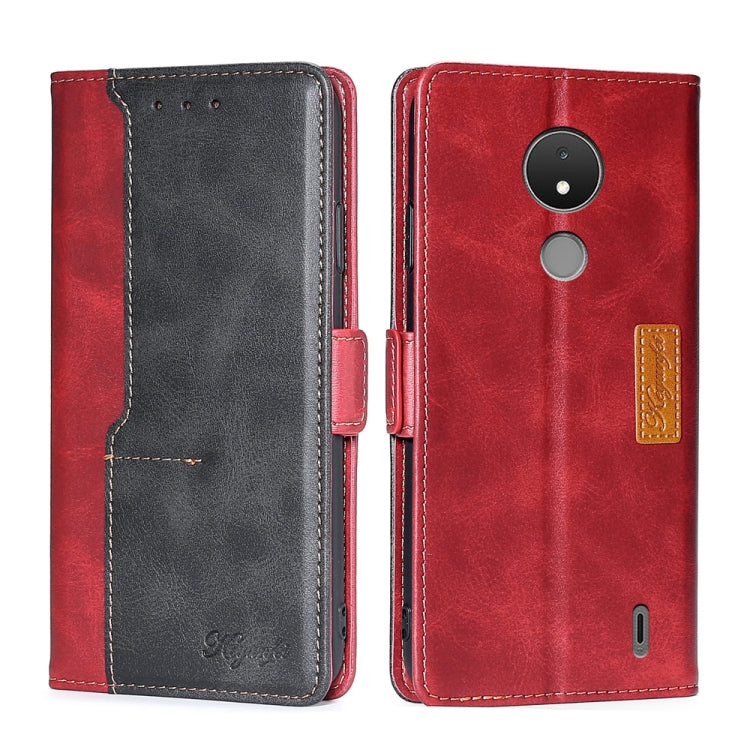 For Nokia C21 Contrast Color Side Buckle Leather Phone Case