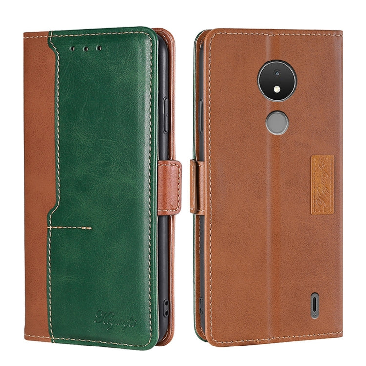 For Nokia C21 Contrast Color Side Buckle Leather Phone Case