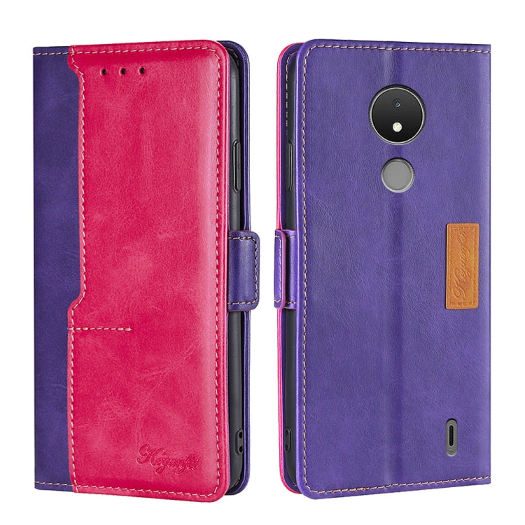 For Nokia C21 Contrast Color Side Buckle Leather Phone Case