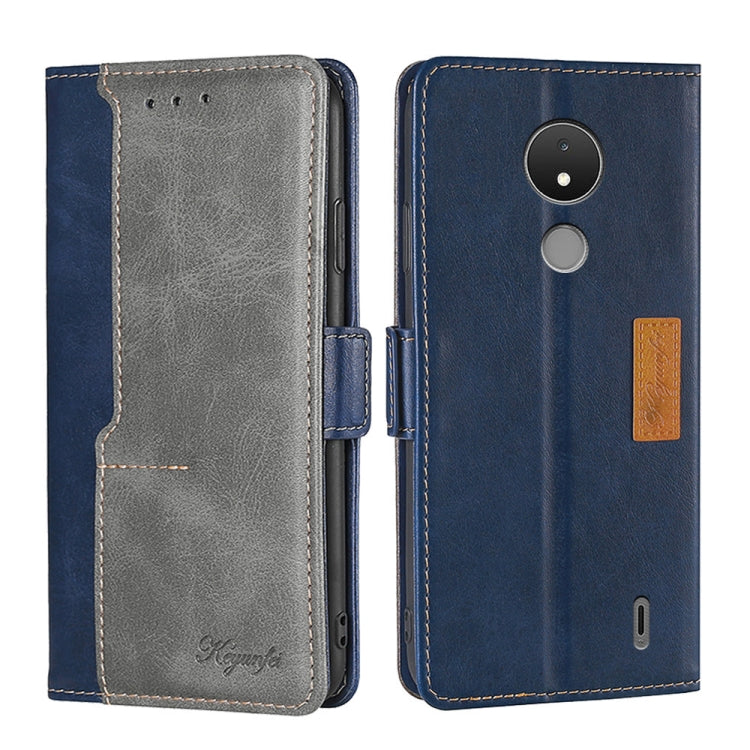 For Nokia C21 Contrast Color Side Buckle Leather Phone Case