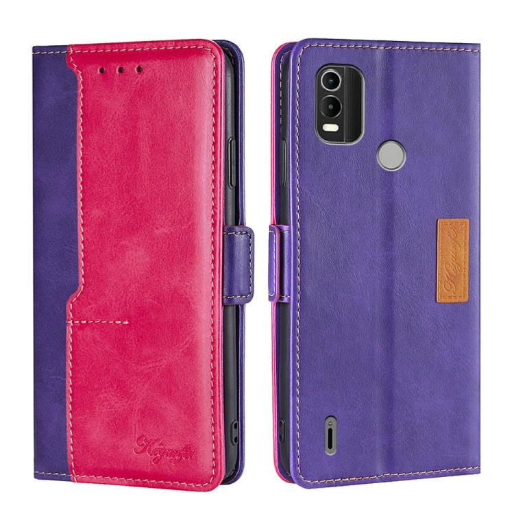 For Nokia C21 Plus Contrast Color Side Buckle Leather Phone Case