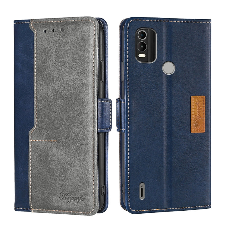 For Nokia C21 Plus Contrast Color Side Buckle Leather Phone Case