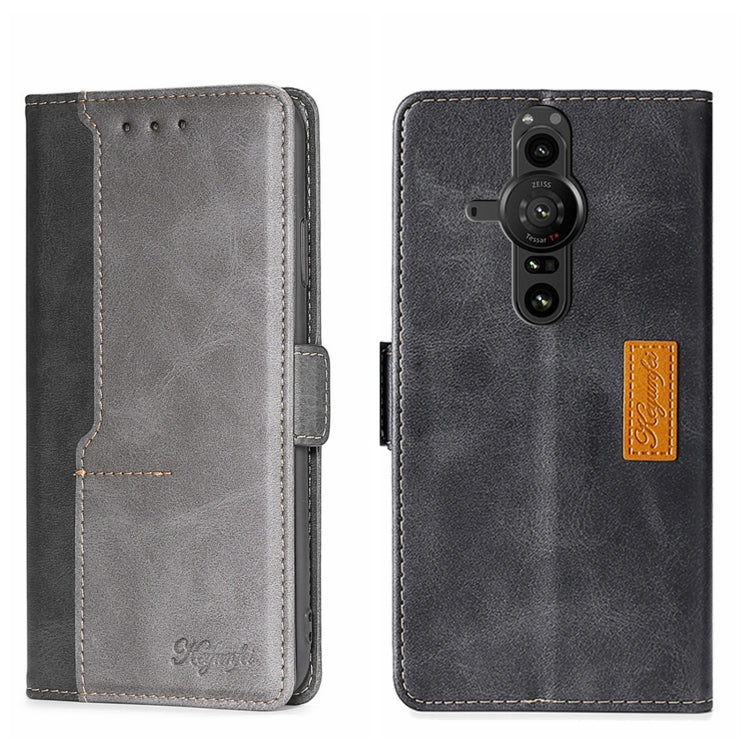 For Sony Xperia Pro-I Contrast Color Side Buckle Leather Phone Case