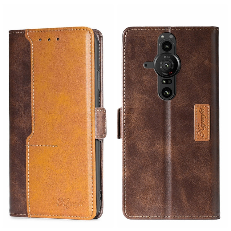 For Sony Xperia Pro-I Contrast Color Side Buckle Leather Phone Case