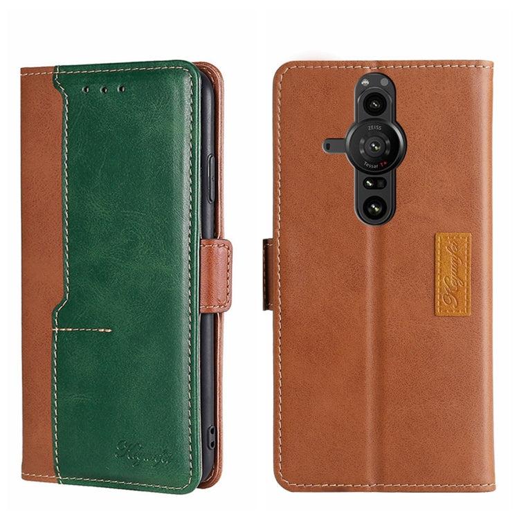 For Sony Xperia Pro-I Contrast Color Side Buckle Leather Phone Case