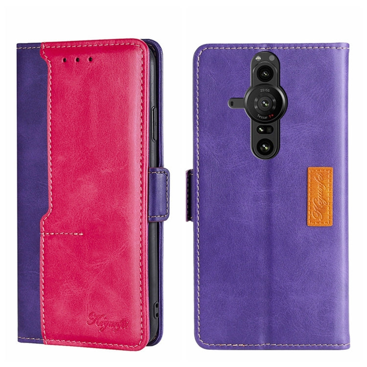 For Sony Xperia Pro-I Contrast Color Side Buckle Leather Phone Case
