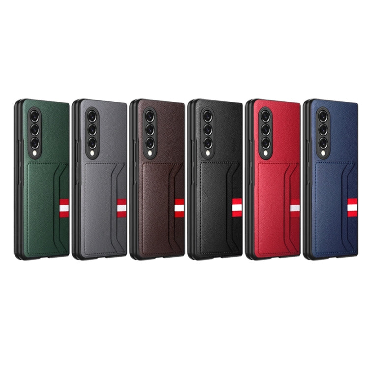 For Samsung Galaxy Z Fold4 Litchi Texture Soft Micorofiber Folding Phone Case