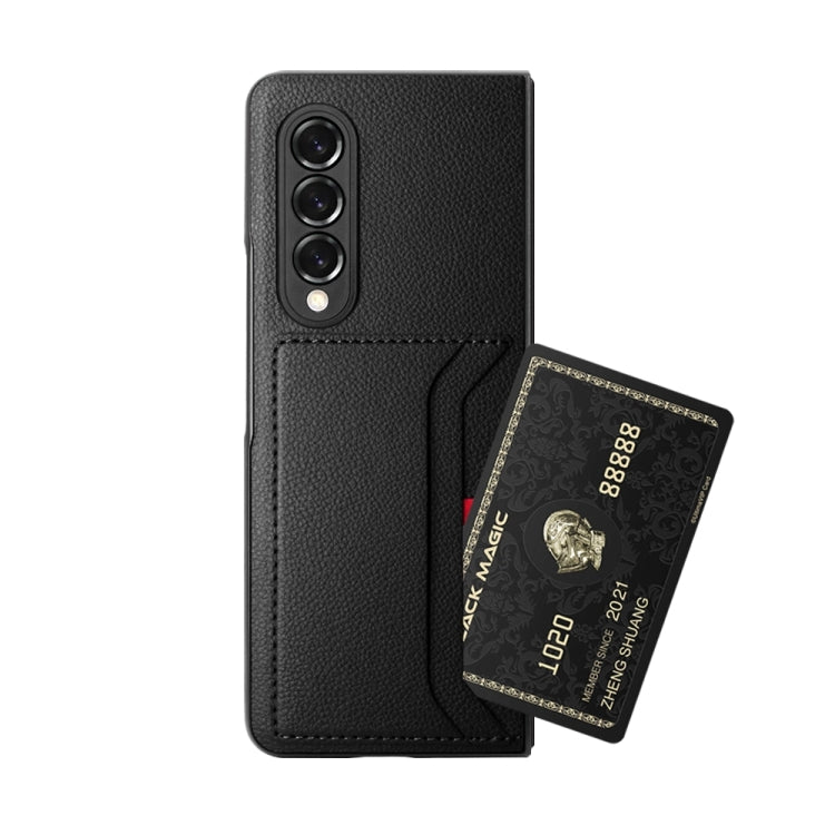 For Samsung Galaxy Z Fold4 Litchi Texture Soft Micorofiber Folding Phone Case