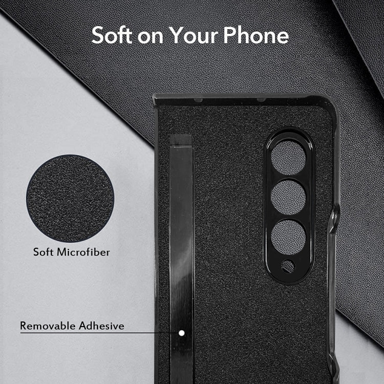 For Samsung Galaxy Z Fold4 Litchi Texture Soft Micorofiber Folding Phone Case
