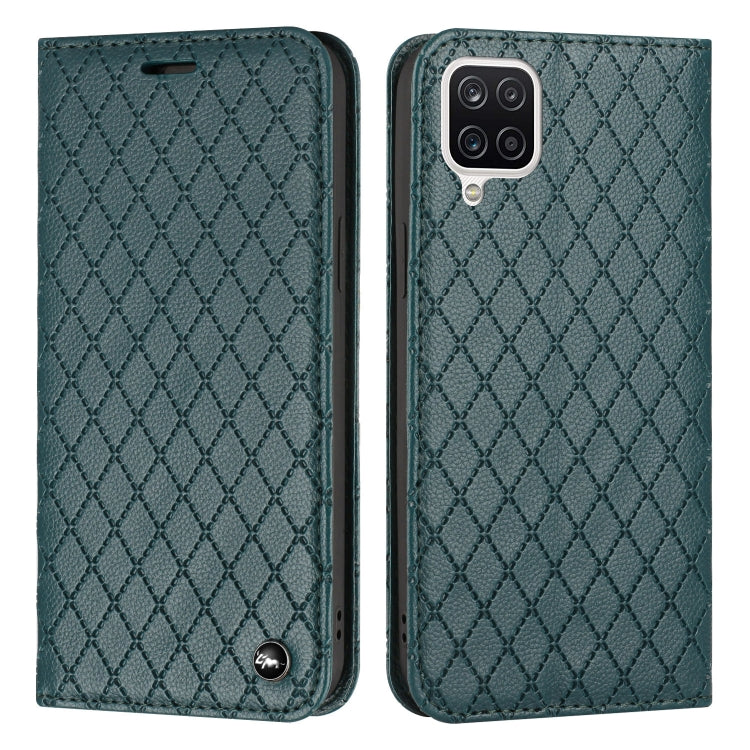For Samsung Galaxy A12 / M12 S11 RFID Diamond Lattice Flip Leather Phone Case