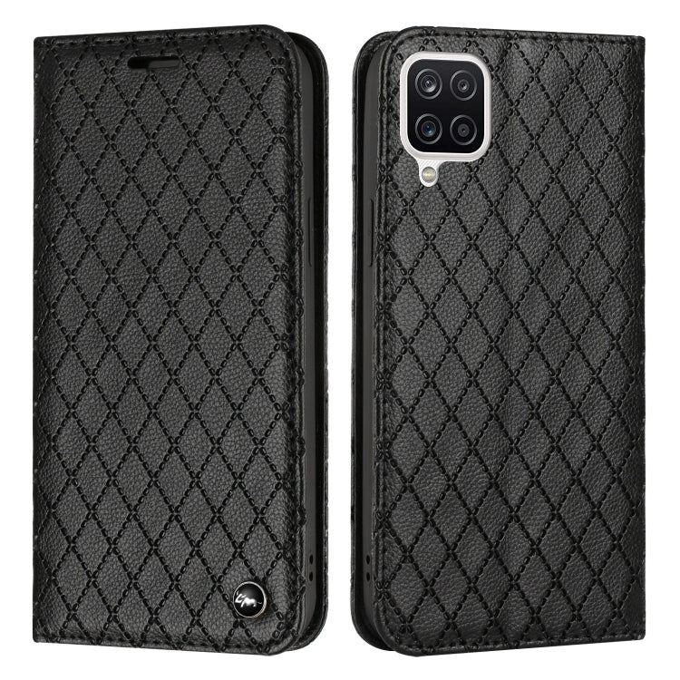 For Samsung Galaxy A12 / M12 S11 RFID Diamond Lattice Flip Leather Phone Case