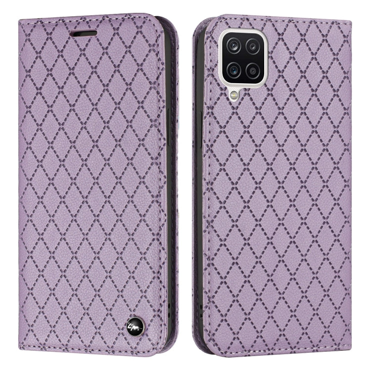 For Samsung Galaxy A12 / M12 S11 RFID Diamond Lattice Flip Leather Phone Case