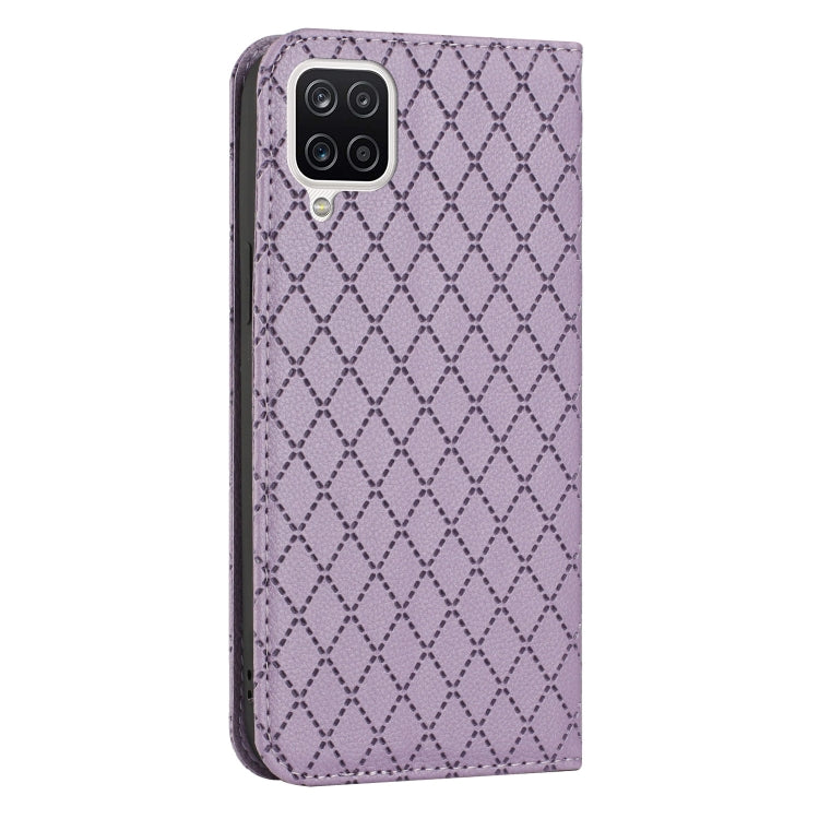 For Samsung Galaxy A12 / M12 S11 RFID Diamond Lattice Flip Leather Phone Case