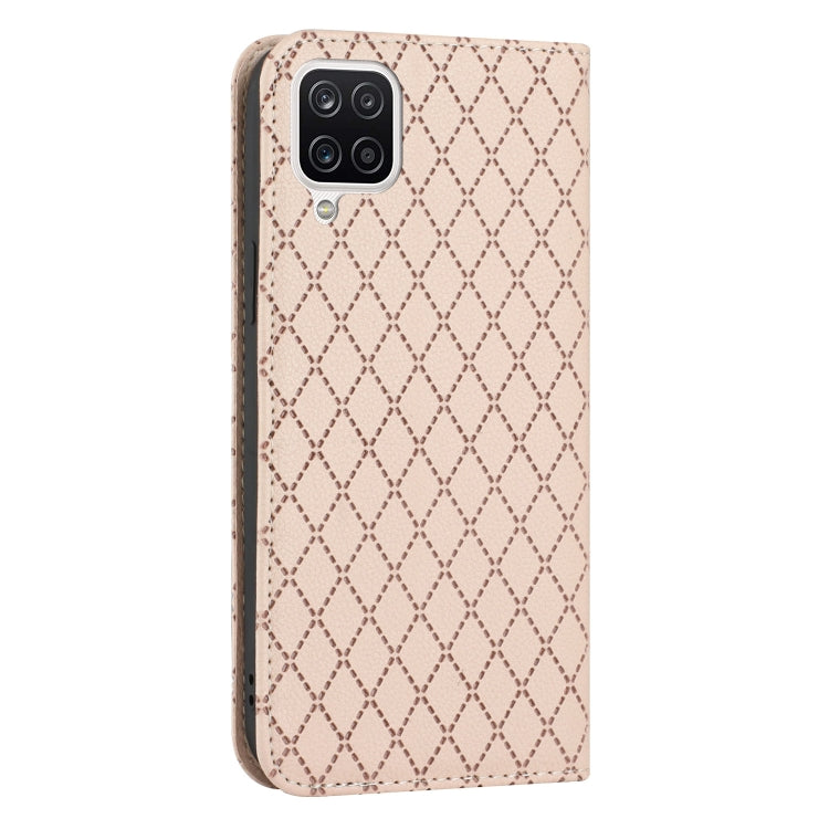For Samsung Galaxy A12 / M12 S11 RFID Diamond Lattice Flip Leather Phone Case
