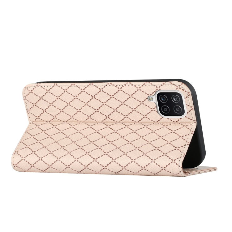 For Samsung Galaxy A12 / M12 S11 RFID Diamond Lattice Flip Leather Phone Case
